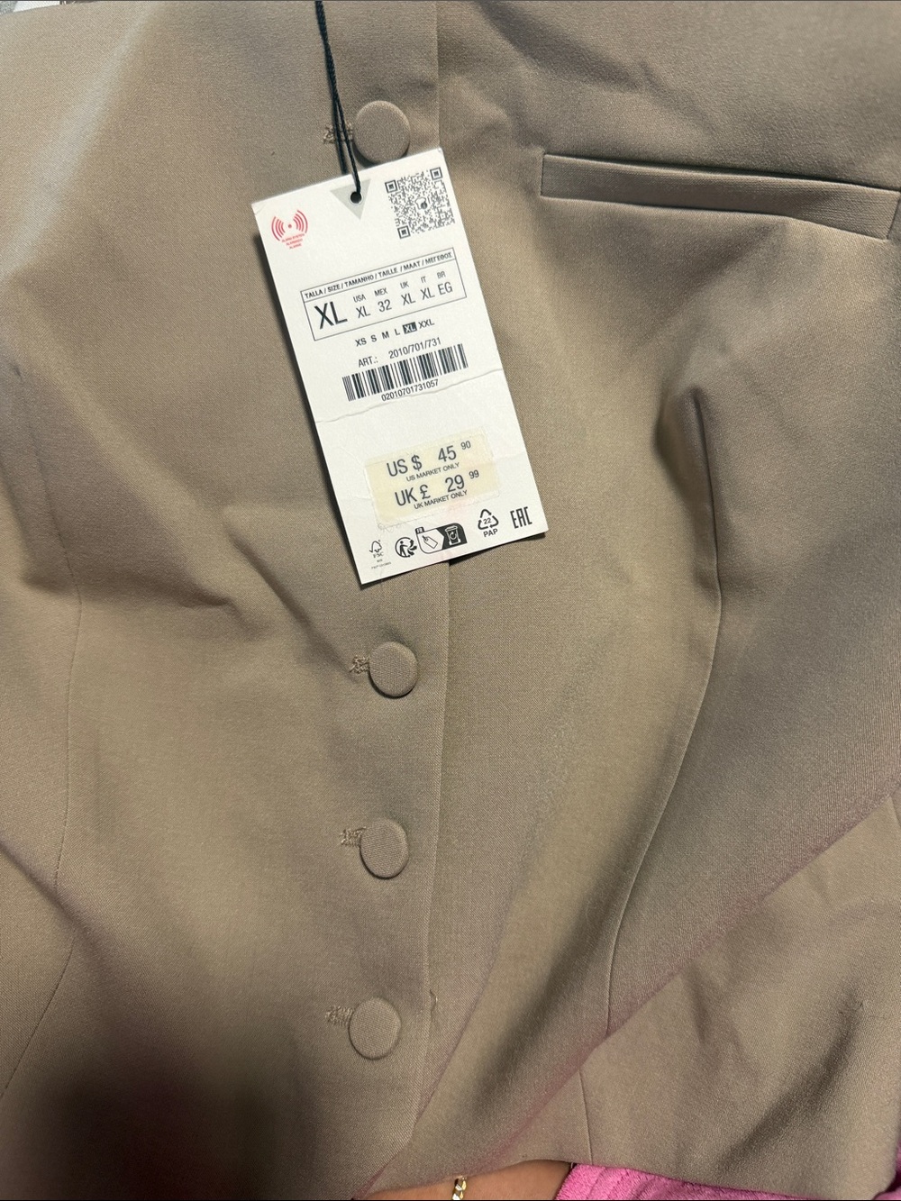 Zara Beige Button-Front Spaghetti-Strap Camisole - Picture 5 of 5